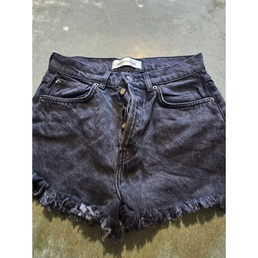 Reformation Jeans Dixie High Rise Button Fly Denim Cut Off Shorts sz 27